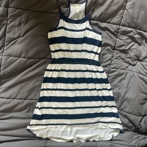 Blue and white striped dress